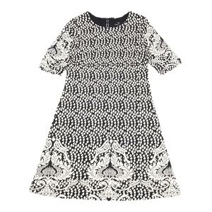 Ronni Nicole Polka Dot Paisley Print A-Line Dress Size 6 Black White 3/4 Sleeve